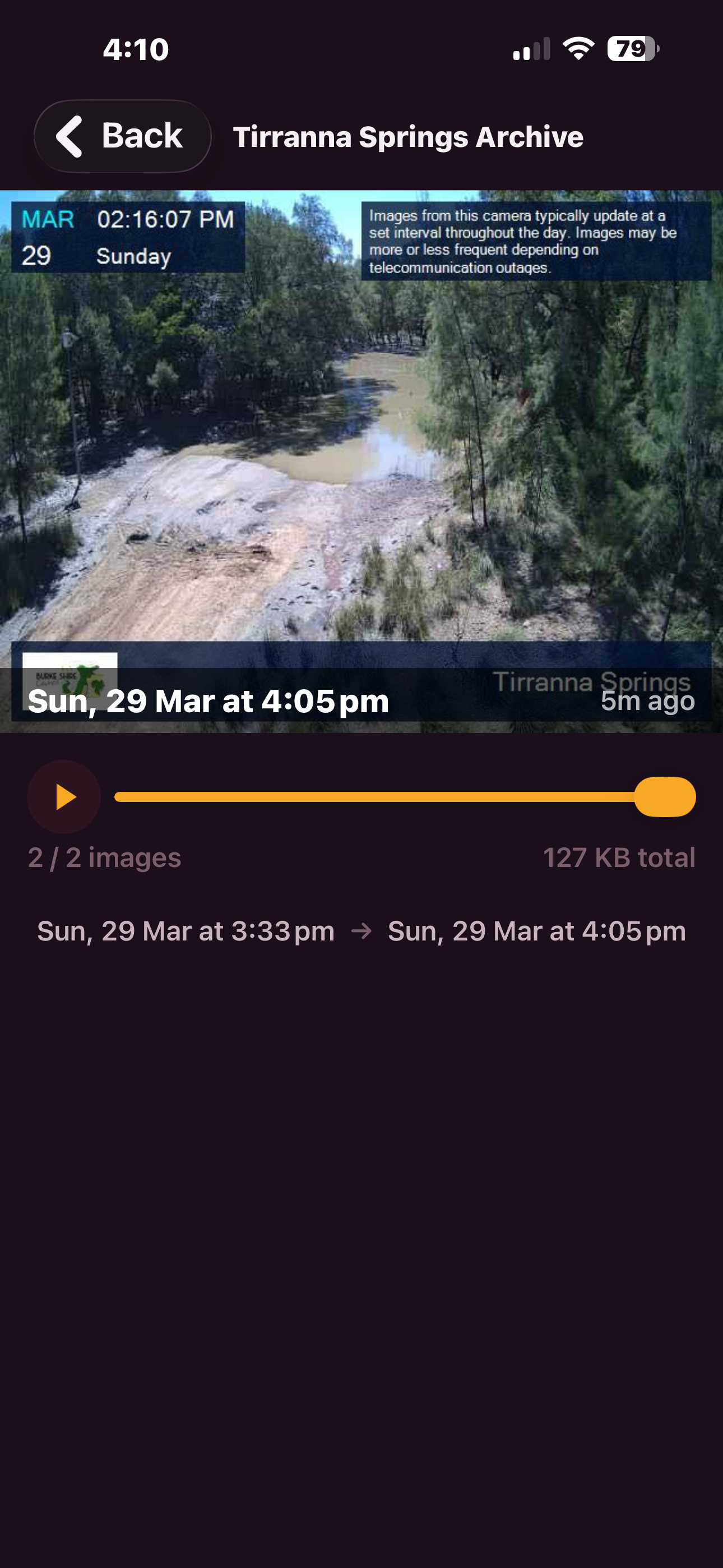 Time-lapse archive showing recorded camera images over time